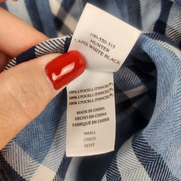 Rails Hunter Shirt Size S Lapis White Black Chambray Button Up lumberjack cabin - Picture 6 of 9